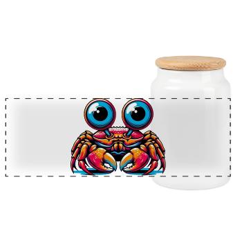 Crabe - Boîte à biscuits avec couvercle en bois - blanc - Devant