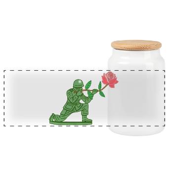 Soldat de la paix - Boîte à biscuits avec couvercle en bois - blanc - Devant