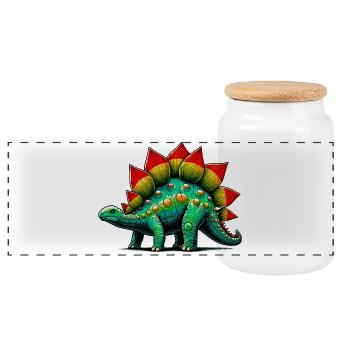 Dinosaure - Boîte à biscuits avec couvercle en bois - blanc - Devant