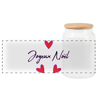 CHRISTMAS. MERRY CHRISTMAS. MERRY CHRISTMAS. NEW YEAR’S DAY - Panoramic Cookie Jar with Wooden Lid - white - Front