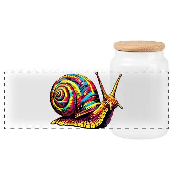 Snail - Panoramic Cookie Jar with Wooden Lid - white - Front