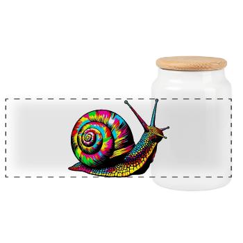 Escargot - Boîte à biscuits avec couvercle en bois - blanc - Devant