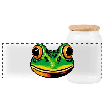 Frosch - Panorama Keksdose mit Holzdeckel - Weiß - Vorne
