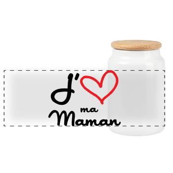 J'aime ma maman - Fête des Mères - Boîte à biscuits avec couvercle en bois - blanc - Devant