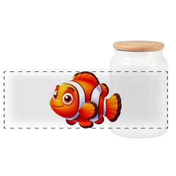 Clownfisch - Panorama Keksdose mit Holzdeckel - Weiß - Vorne