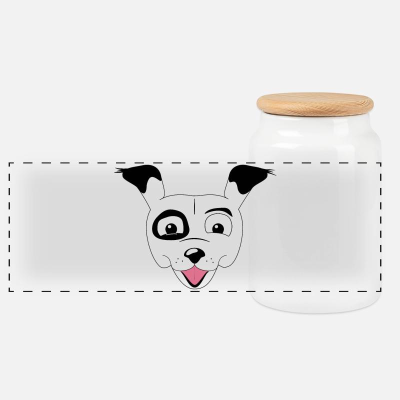 Poppy - Panoramic Cookie Jar with Wooden Lid - white