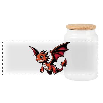 Dragon - Panoramic Cookie Jar with Wooden Lid - white - Front