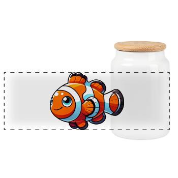 Clownfisch - Panorama Keksdose mit Holzdeckel - Weiß - Vorne