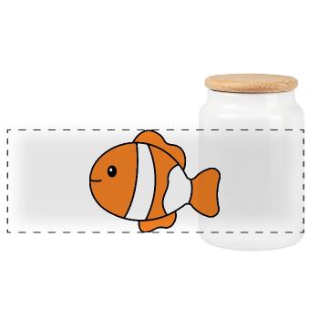 Tropical Clownfish - Panoramic Cookie Jar with Wooden Lid - white - Front