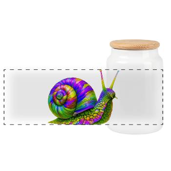 Schnecke - Panorama Keksdose mit Holzdeckel - Weiß - Vorne