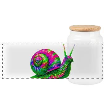 Schnecke - Panorama Keksdose mit Holzdeckel - Weiß - Vorne