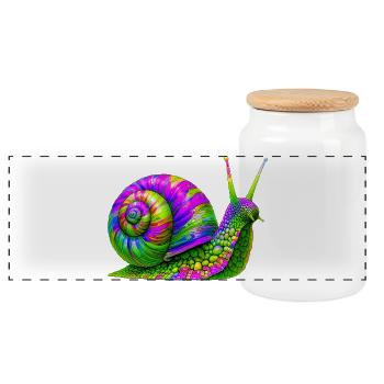 Schnecke - Panorama Keksdose mit Holzdeckel - Weiß - Vorne
