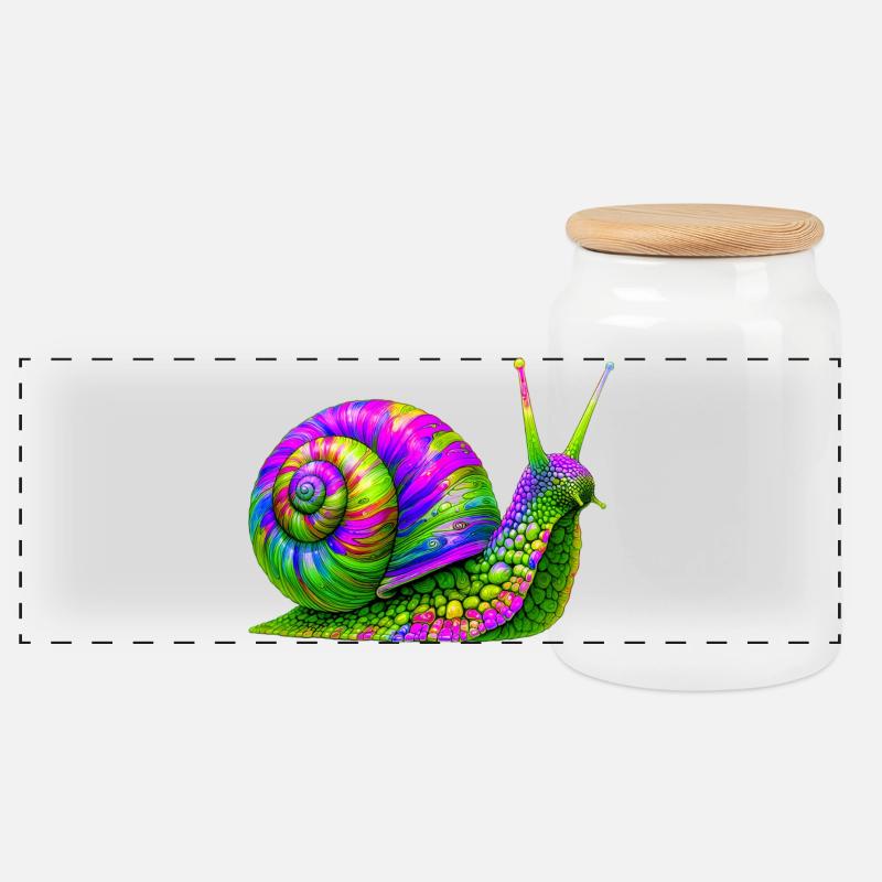 Schnecke - Panorama Keksdose mit Holzdeckel - Weiß
