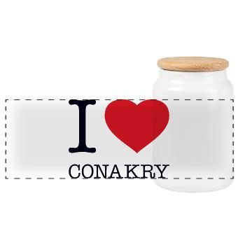J’ADORE CONAKRY - Boîte à biscuits avec couvercle en bois - blanc - Devant