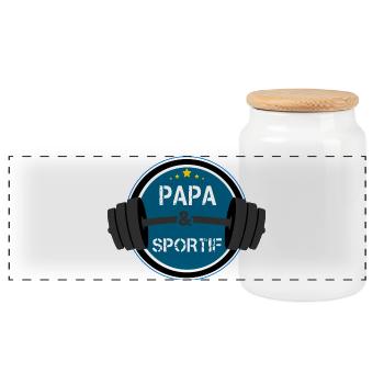 Papa und Sportler - Panorama Keksdose mit Holzdeckel - Weiß - Vorne