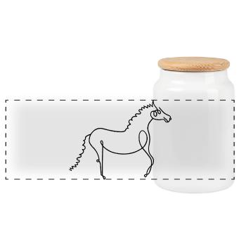 Horse - Panoramic Cookie Jar with Wooden Lid - white - Front