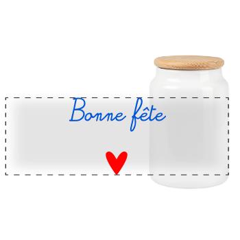 BONNE FÊTE. COEUR. BONNE FÊTE MAMAN. MAMAN - Boîte à biscuits avec couvercle en bois - blanc - Devant
