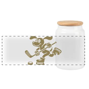 Dachshund Hockey Silhouette Minimalist - Panoramic Cookie Jar with Wooden Lid - white - Front