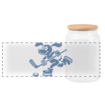 Dachshund Hockey Silhouette Minimalist - Panoramic Cookie Jar with Wooden Lid - white - Front