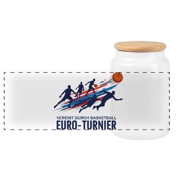Tournoi de basket-ball - Boîte à biscuits avec couvercle en bois - blanc - Devant
