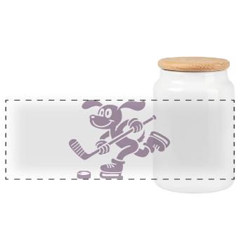 Dachshund Hockey Silhouette Minimalist - Panoramic Cookie Jar with Wooden Lid - white - Front