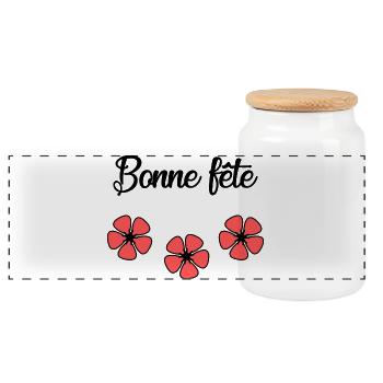 HAPPY BIRTHDAY. HEART. HAPPY MOTHER'S DAY. MOM. FEAST - Panoramic Cookie Jar with Wooden Lid - white - Front