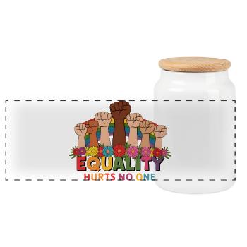 Mois de la fierté LGBTQ - L’égalité ne fait de mal à personne - Boîte à biscuits avec couvercle en bois - blanc - Devant