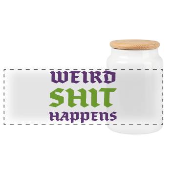 Weird Shit Happens - Panoramic Cookie Jar with Wooden Lid - white - Front
