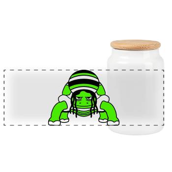 tortue Reggae musique Rasta Hair Hat Jamaïque - Boîte à biscuits avec couvercle en bois - blanc - Devant