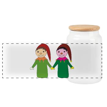 Fröhliche kasperl freunde - Boîte à biscuits avec couvercle en bois - blanc - Devant