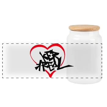 I love Ker Kreol - Panoramic Cookie Jar with Wooden Lid - white - Front