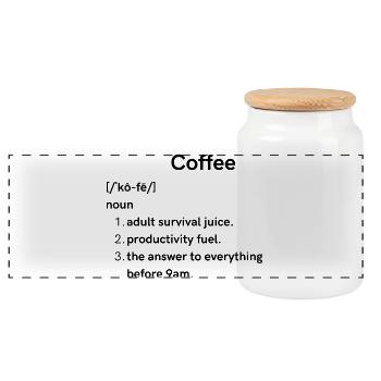 coffee - Panoramic Cookie Jar with Wooden Lid - white - Front