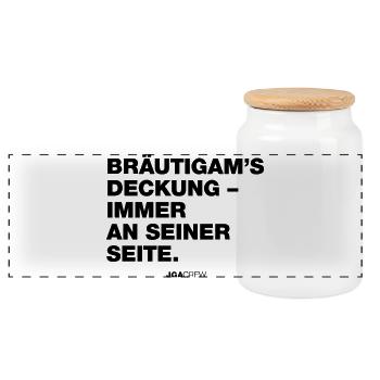 Groom's Cover (Bachelor Party) - Panoramic Cookie Jar with Wooden Lid - white - Front