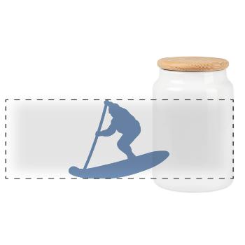 Silhouette minimaliste du Stand Up Paddle - Boîte à biscuits avec couvercle en bois - blanc - Devant