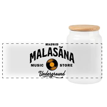 Madrid Malasaña Music Store Underground - Vintage - Boîte à biscuits avec couvercle en bois - blanc - Devant