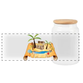 Carte au trésor aventureuse avec coffre en or - Boîte à biscuits avec couvercle en bois - blanc - Devant