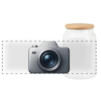 Foto Kamera 3D Icon - Panorama Keksdose mit Holzdeckel - Weiß - Vorne