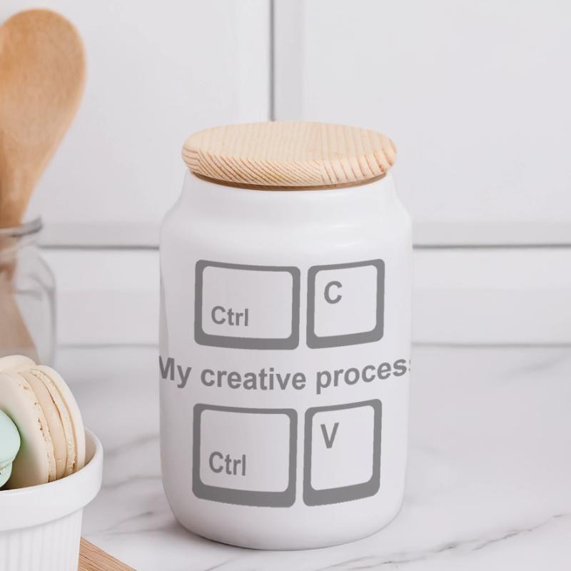 Copy Paste Shirt – Funny Coder & Designer Tee Panoramic Cookie Jar with Wooden Lid