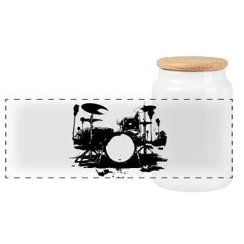 Percussion - Boîte à biscuits avec couvercle en bois - blanc - Devant