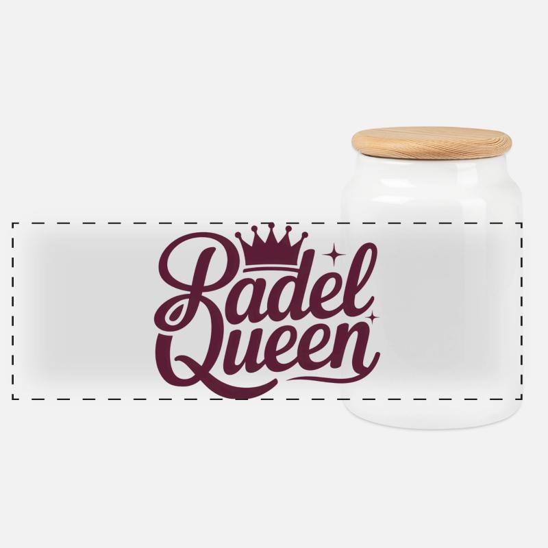 Padel Queen - Panoramic Cookie Jar with Wooden Lid - white