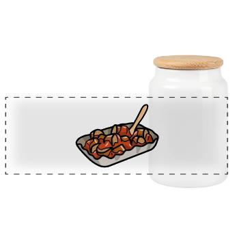 Berlin Currywurst Bratwurst Wurst Curry Grill - Panoramic Cookie Jar with Wooden Lid - white - Front