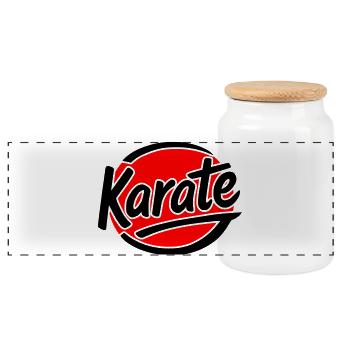 Karaté - Boîte à biscuits avec couvercle en bois - blanc - Devant