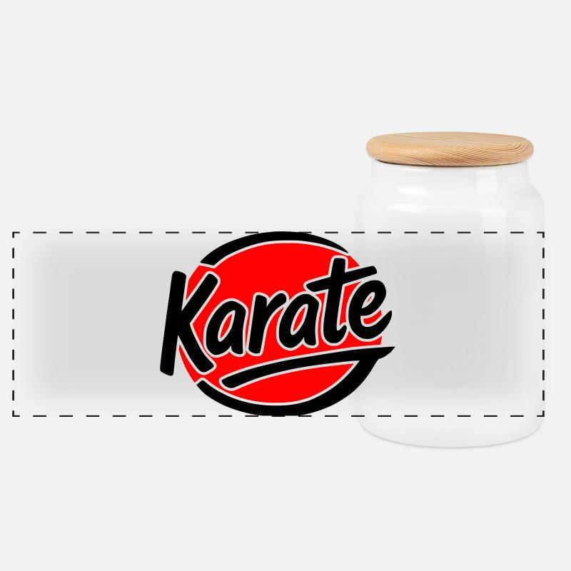 Karate - Panorama Keksdose mit Holzdeckel - Weiß