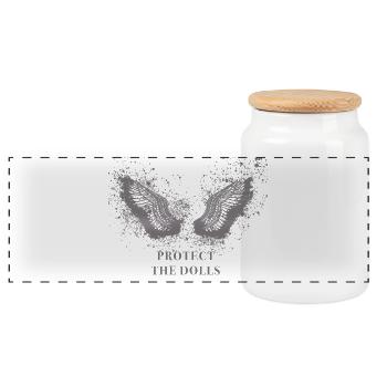 angelwings,protect the dolls, engelsflügel, lgbt - Panorama Keksdose mit Holzdeckel - Weiß - Vorne