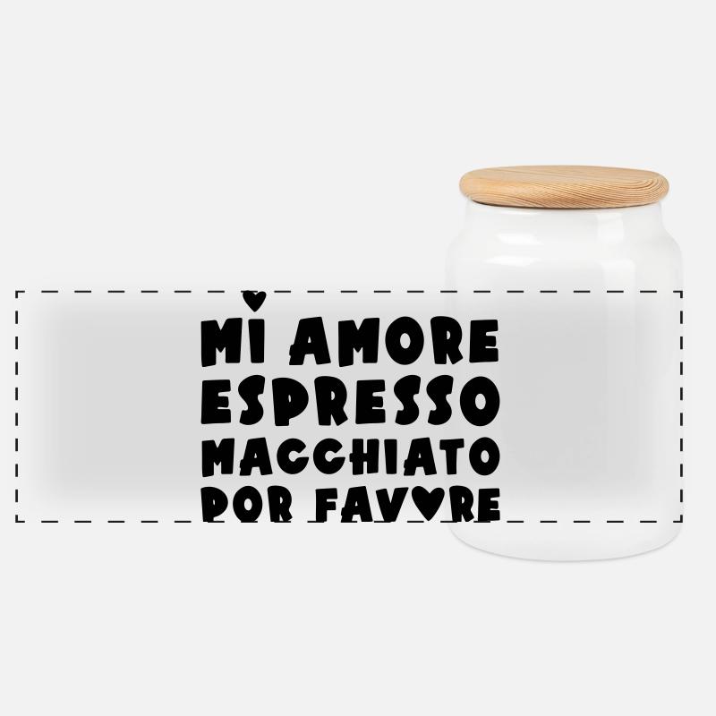 Espresso Macchiato - Panorama Keksdose mit Holzdeckel - Weiß