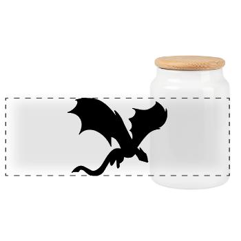 Mythical Dragon's Shadow - Panoramic Cookie Jar with Wooden Lid - white - Front