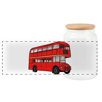 Londresbus - Boîte à biscuits avec couvercle en bois - blanc - Devant