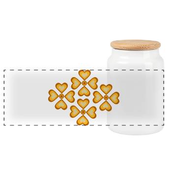 70s flower pattern retro hippie flowers power - Panoramic Cookie Jar with Wooden Lid - white - Front