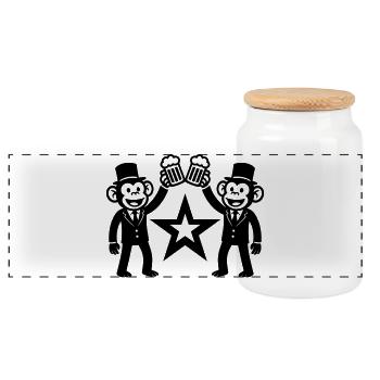 Bachelorette Party Monkey Crew Groom - Panoramic Cookie Jar with Wooden Lid - white - Front