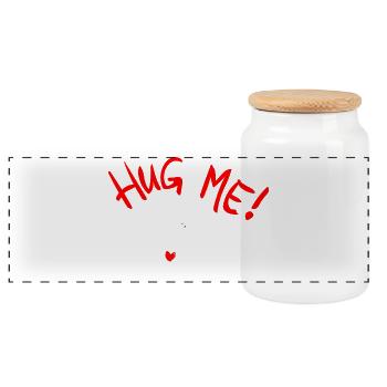 Hug me - Panorama Keksdose mit Holzdeckel - Weiß - Vorne